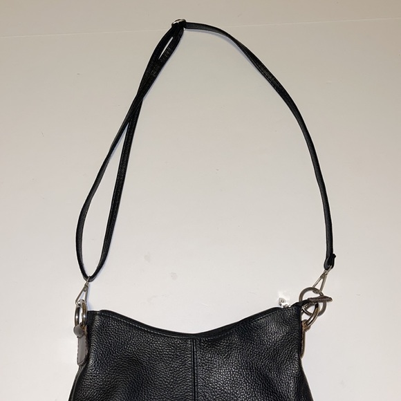 Vintage Black and Brown Italian Leather Crossbody Bucket Bag - Picture 4 of 11